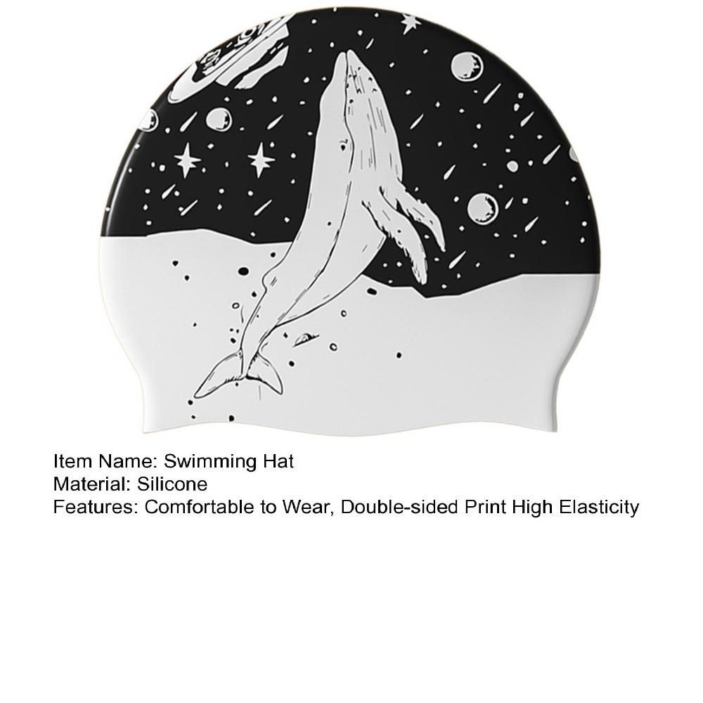 قبعة سباحة سيليكون سوداء مطبوع - مراجعة Swim Hat Silicone وسعره
